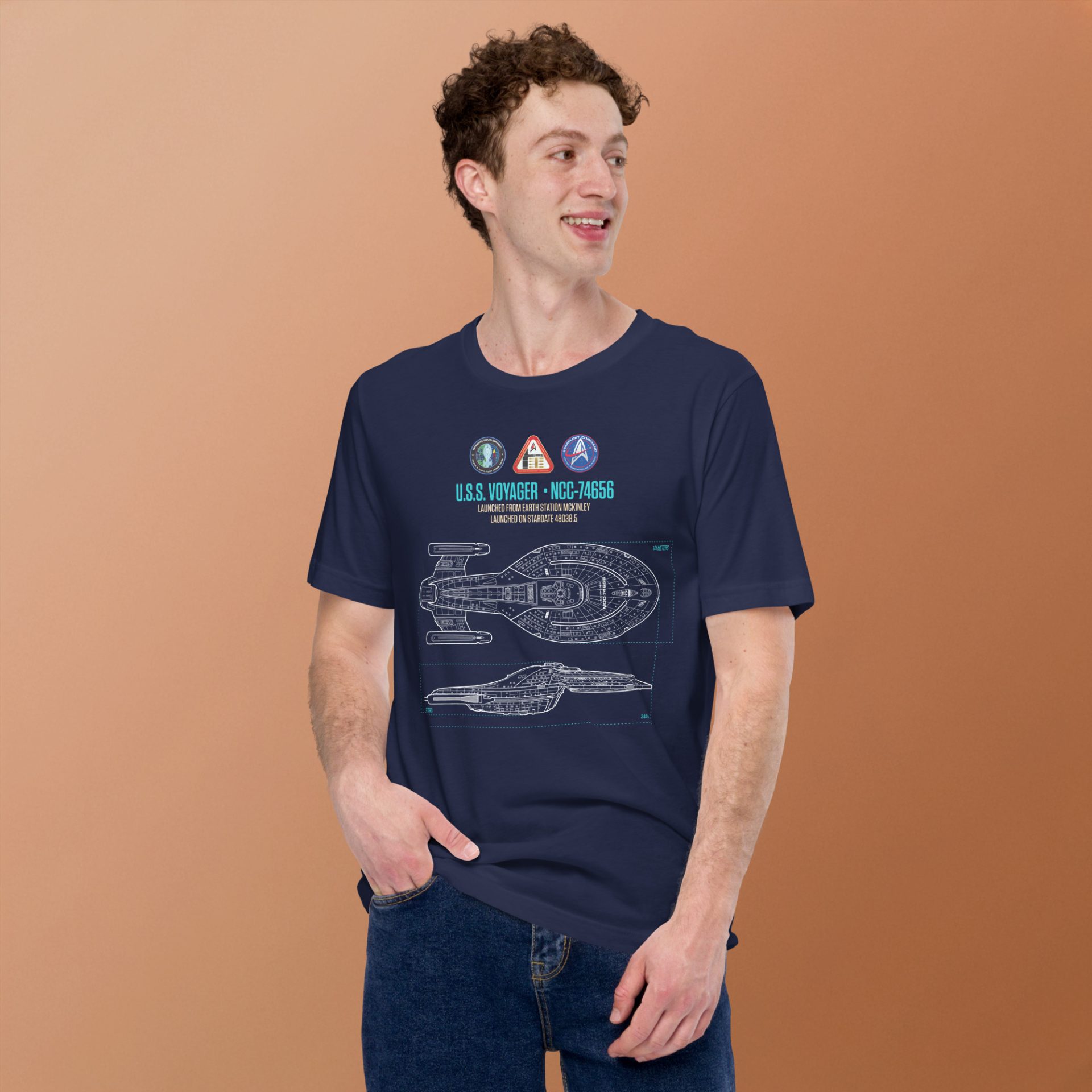 U.S.S. Voyager Schematic Supersoft T-Shirt - Image 2
