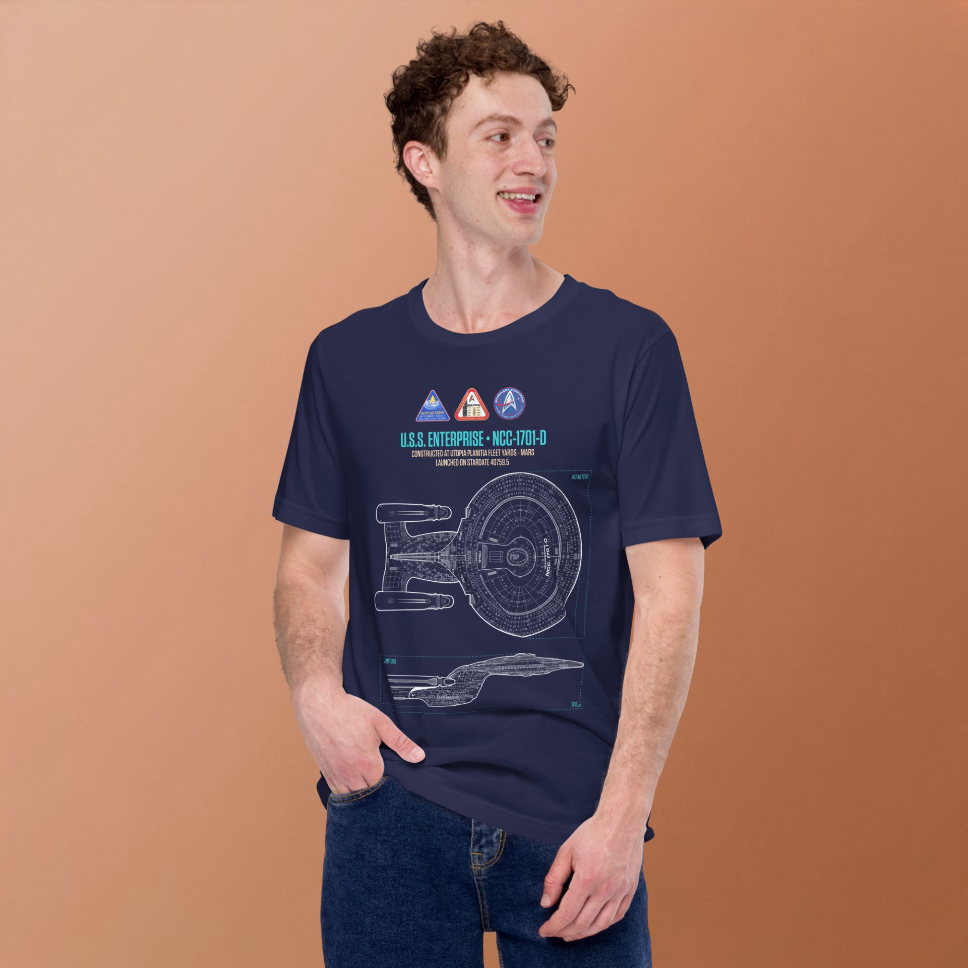 U.S.S. Enterprise D Schematic Supersoft T-Shirt - Image 2