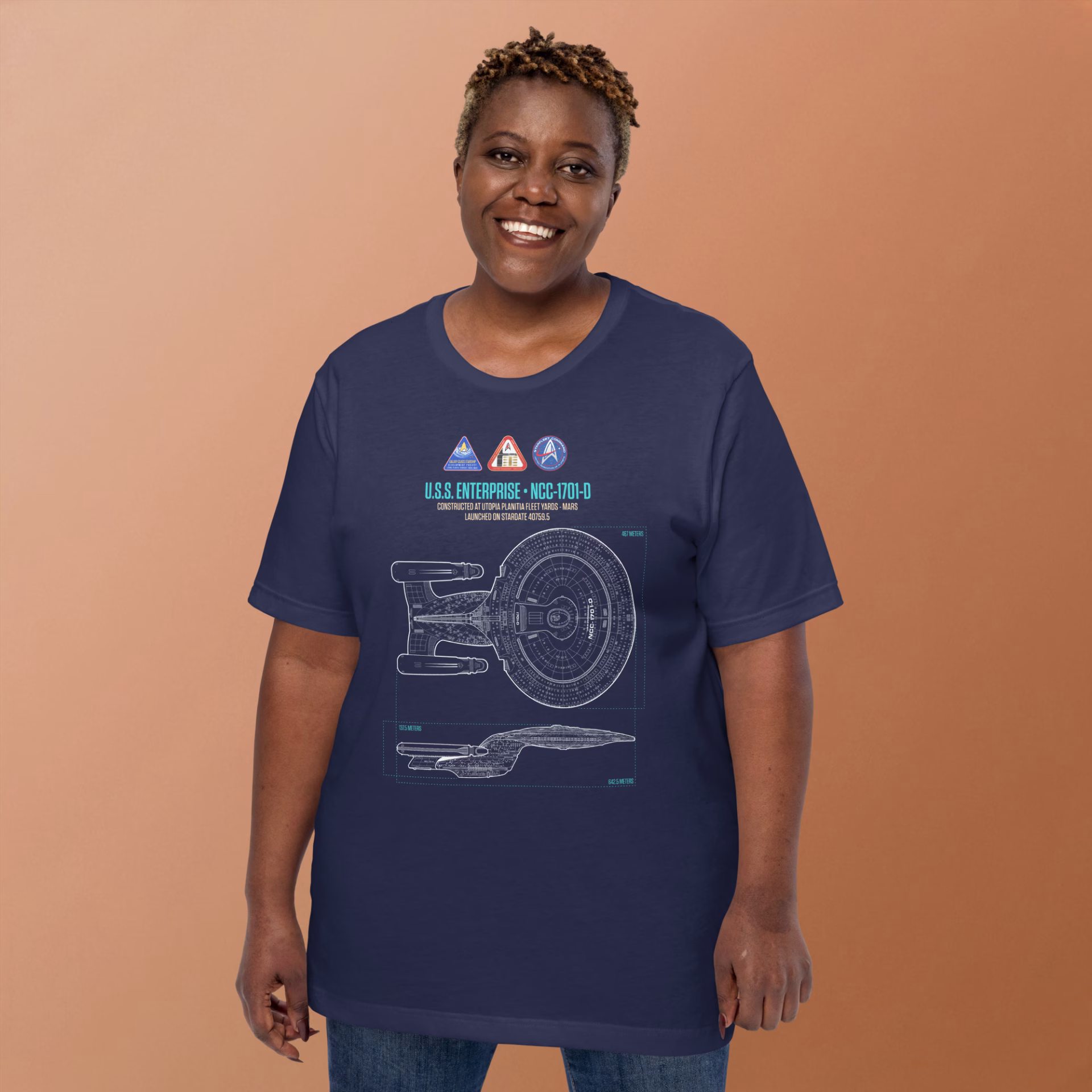 U.S.S. Enterprise D Schematic Supersoft T-Shirt - Image 3