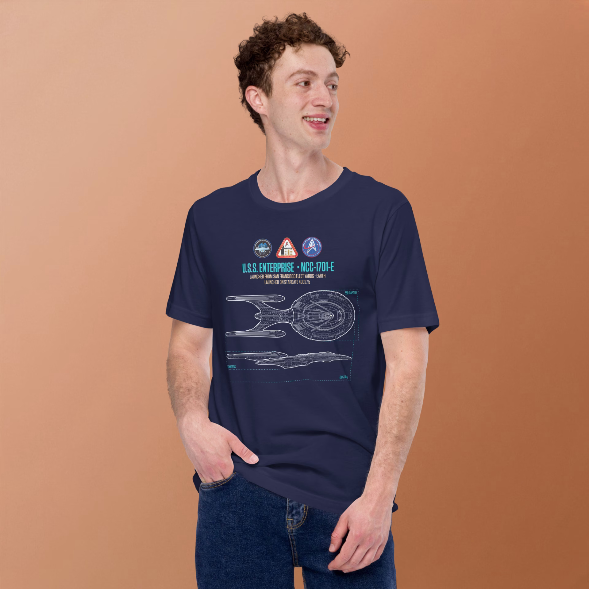 U.S.S. Enterprise E Schematic Supersoft T-Shirt - Image 2