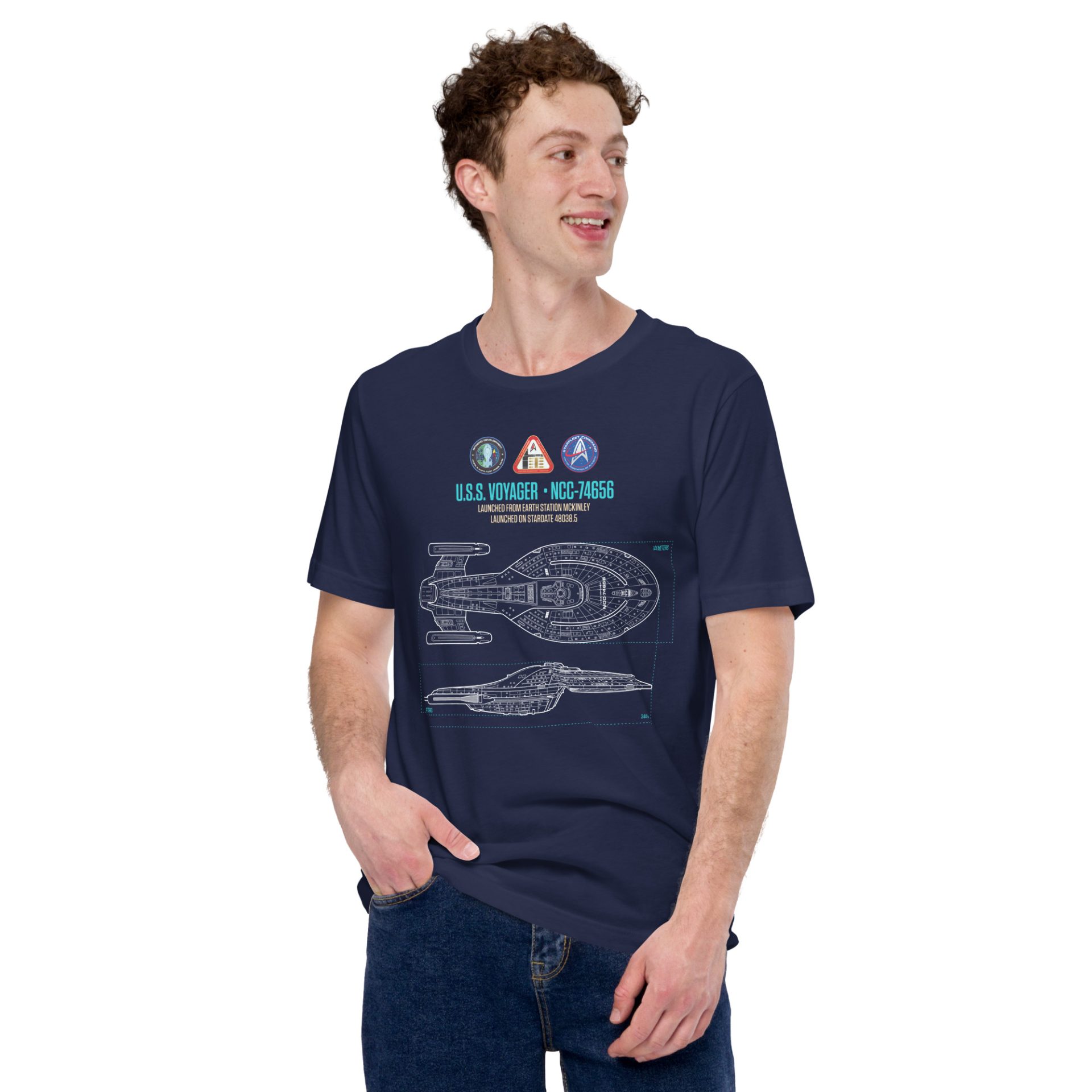 U.S.S. Voyager Schematic Supersoft T-Shirt - Image 7
