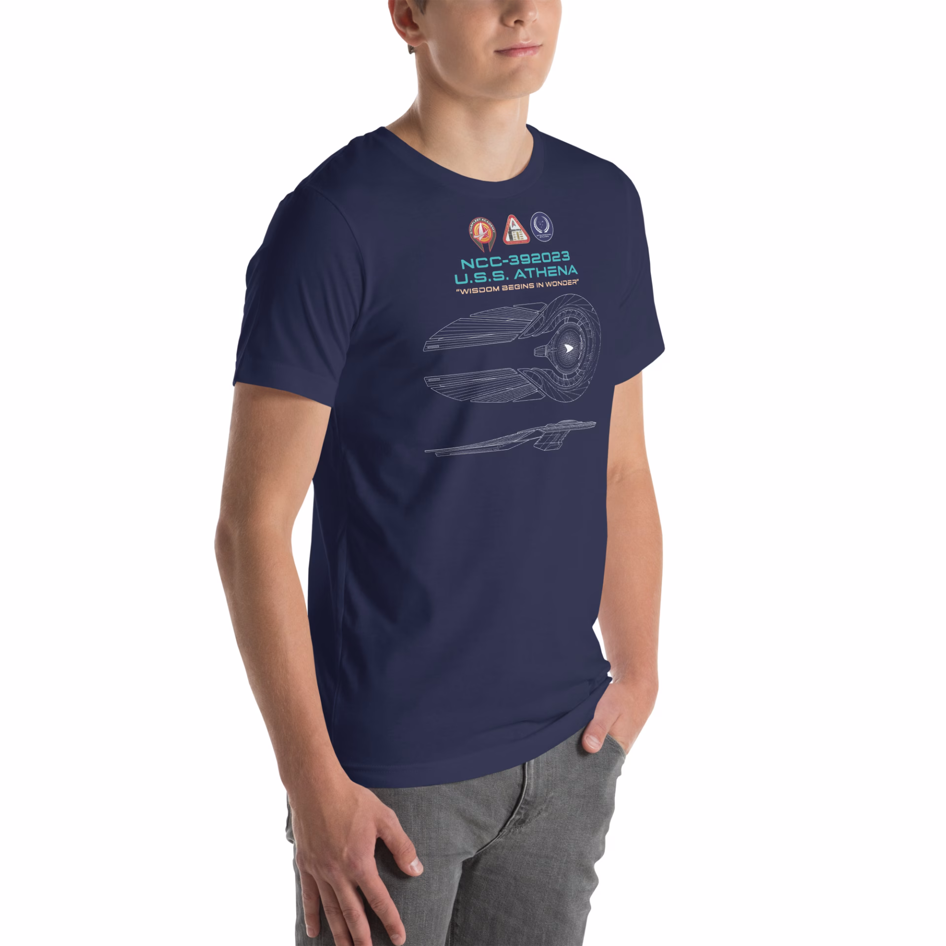 U.S.S. Athena Schematic Supersoft T-Shirt - Image 8